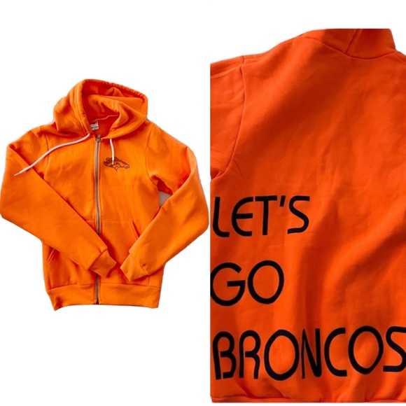 Denver Broncos Orange Rhinestoned Handmade  Zip Up Hoodie Sweatshirt NWOT - Picture 8 of 8